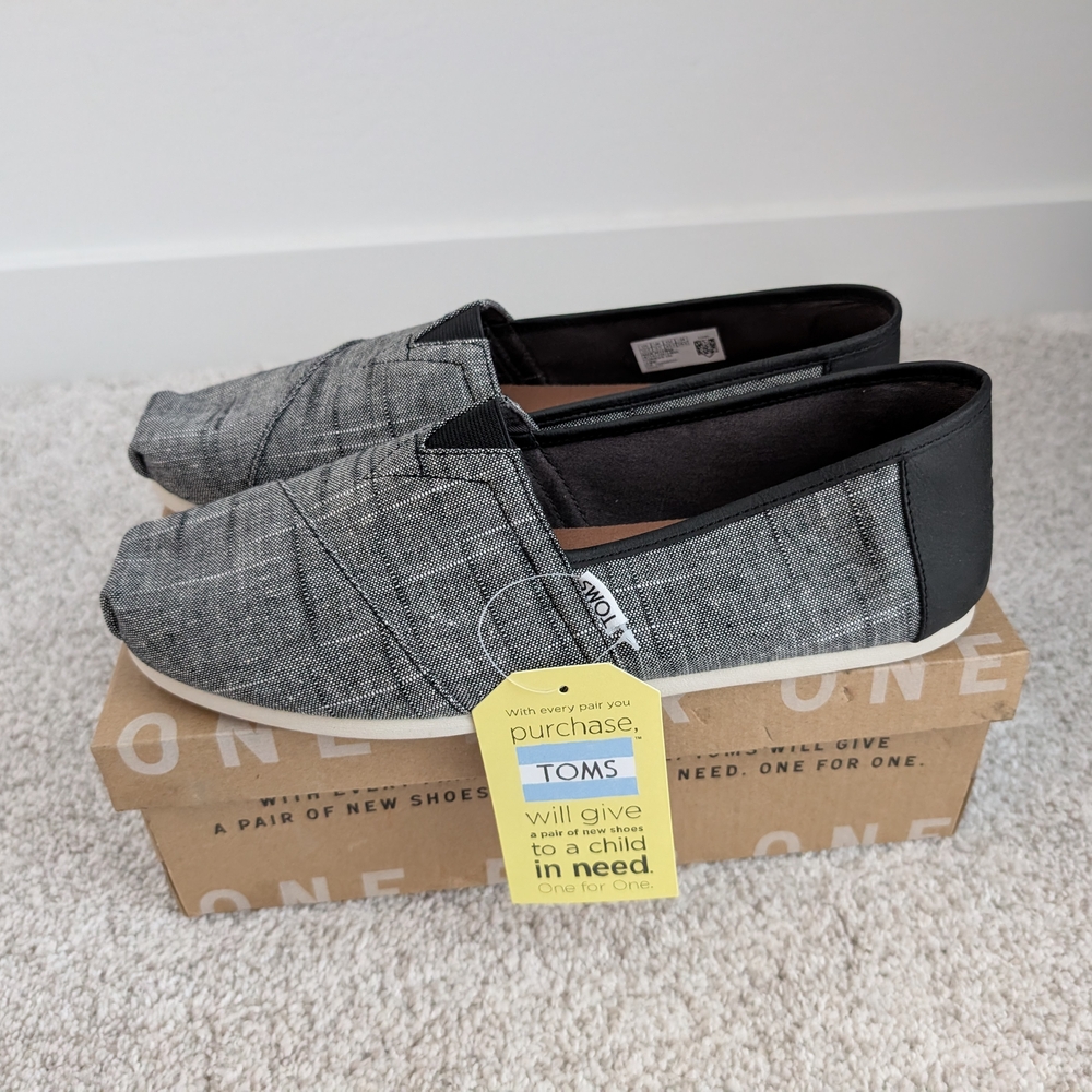 Toms Classic Black Textured Chambray/Trim